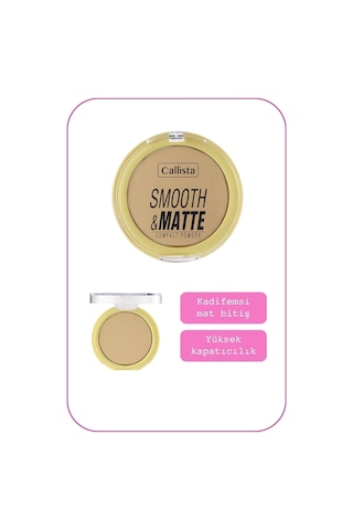 Callista Smooth & Matte Compact Powder Mat Bitişli Toz Pudra - 20 Sand