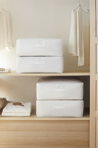 Home Wave 4'lü Büyük Boy Gri Pötikare Baza Altı Hurç Set 62 x 46 x 22 cm