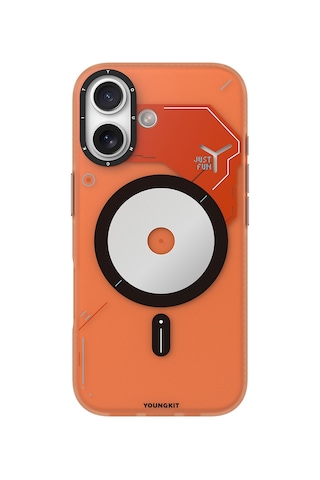 Apple Uyumlu iPhone 17 Kılıf M-safe Şarj Özellikli Disk Desenli Youngkit Disc Battle Kapak Turuncu Turuncu