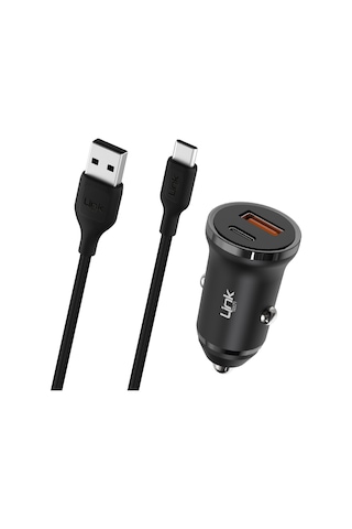 Linktech C486e 20w Pd Type-c + Usb Araç Şarj Cihazı + Type-c Kablo Set Siyah