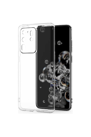Zore Samsung Galaxy Uyumlu S20 Ultra Kılıf Omsy Kamera Korumalı Süper Silikon Kapak - Renksiz