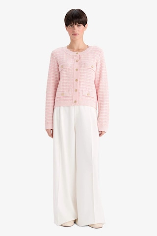 Defacto Regular Fit Bisiklet Yaka Kareli Triko Hırka G0806ax25wnpn478 Pembe-pn478