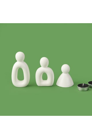 Evidea Deco 3'lü Family Obje - Beyaz Beyaz