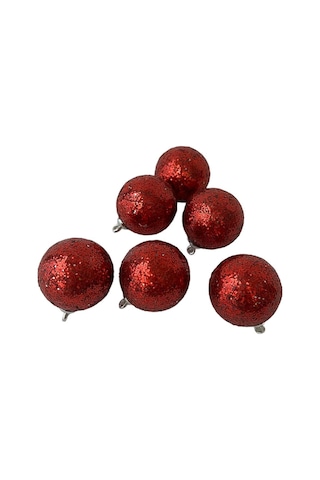 Yılbaşı Çam Ağacı Süsü, Yılbaşı Süsü, 4 Cm 6'lı Kırmızı Top