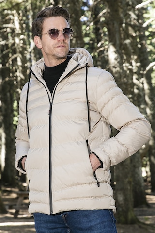 Buratti Su Itici Slim Fit Soğuğa Ve Rüzgara Dayanıklı Kapüşonlu Şişme Erkek Mont 649005 Taş