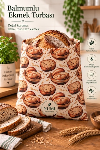 Balmumlu Ekmek Saklama Torbası – 35x35 cm -