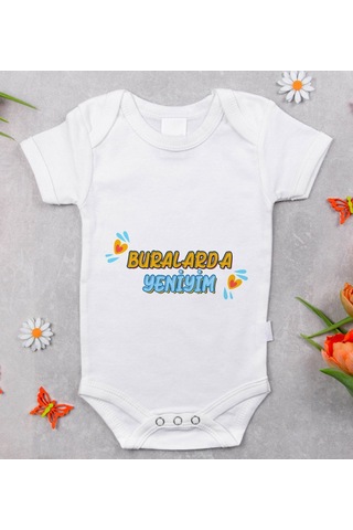 Bk Kids Buralarda Yeniyim Tasarımlı Bebek Body Zıbın - Model 1 3-6 Ay sarı