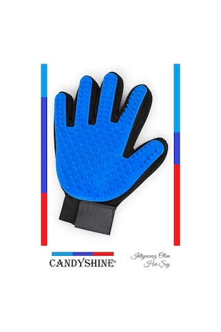 Candyshine Kedi Köpek Tüy Toplayıcı Masaj Yapıcı Tarama Eldiveni Mavi