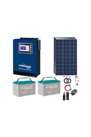 Güneş Enerjisi Bağ Evi Solar Paketi 3KVA İnverter 285W Güneş Paneli 100AH Jel Akü