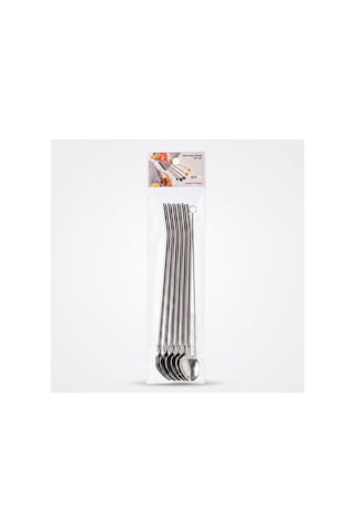 6'lı Kaşıklı Pipet Seti - Metal - Pipet Temizleme Fırçası Diğer