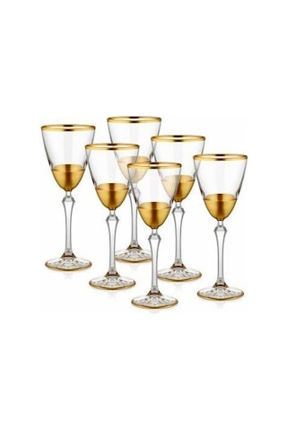 The Mia Glam Şarap Kadehi Gold 6 Parça Glm0006
