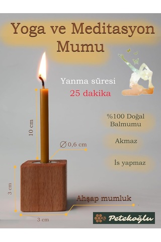Petekoğlu Balmumu Mum 12 Adet Meditasyon Yoga Mumu Mumluk İle Birlikte 25 Dakika Yanma Süresi Diğer