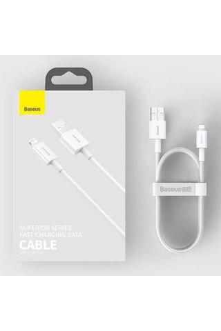 Baseus Superior Series Usb To Lightning Apple Uyumlu iPhone Hızlı Şarj Kablosu 1 M 2.4A Beyaz