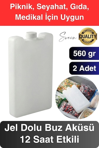 12 Saat Süreli 560 Gr Jel Dolu Buz Aküsü Plastik Soğuk Zincir Gıda Yiyecek Uzun Süre Koruma 2 Adet Çok Renkli