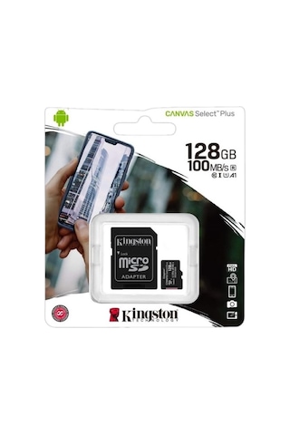 Kingston 128gb Canvas Select Plus Gen3 Micro Sdxc 100mb/s A1 Hafıza Kartı, Sdcs3/128gb