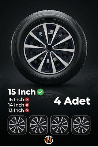 Fiat Linea 15 İnç Jant Kapağı Takım Siyah Gri C106
