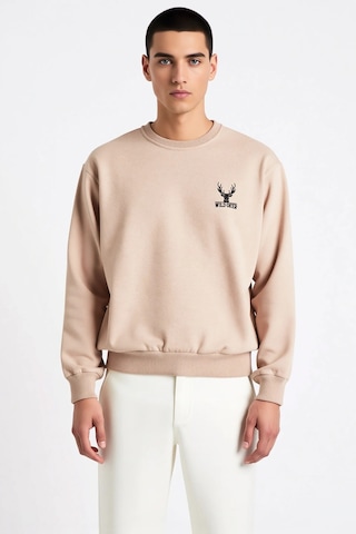 Benerly Erkek Bisiklet Yaka Düşük Kol Uzun Kol Sweatshirt Fonksiyonel Day Bej
