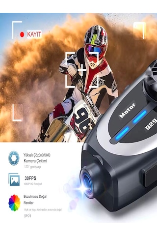 Q29 Ipx6 Su Geçirmez Kameralı Kask Kulaklığı 500m İnterkom Bluetooth 5.4 Motosiklet İçin