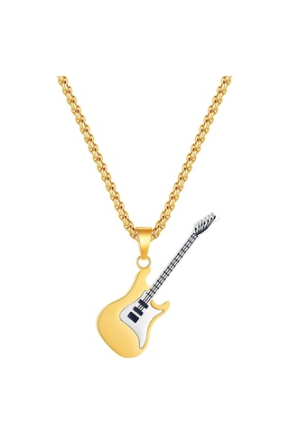 Relaxed Kişiselleştirilmiş Moda Avrupa Ve Amerikan Hip-hop Paslanmaz Çelik Gitar Kolye Titanyum Çelik Kolye-altın -inci Tel 3 55cm Altın