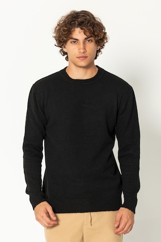 Erkek Kaşmir Dokulu Bisiklet Yaka Şık Triko Kazak Siyah