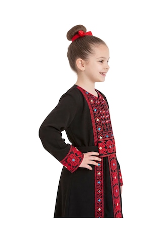 Zaytoon Filistin Kırmızı Ve Renkli Geleneksel Filistin Kız Çocuk Elebise C400005