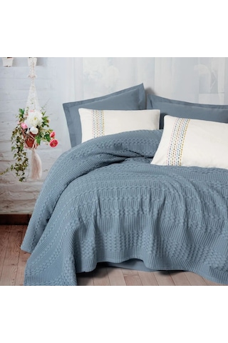 Cotton Box Aura Tek Kişilik Pike Takımı Pebble Indigo