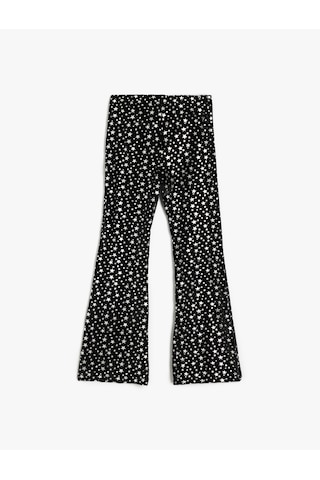 Koton Yıldız Desenli İspanyol Paça Pantolon Siyah Desenli 5wkg40317ak Siyah Desenli