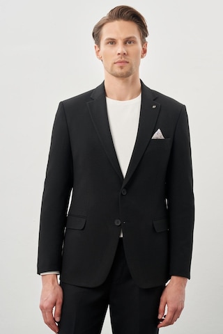 İmza Siyah Gabardin Mono Yaka Tam Astar Esnek 6 Drop Slim Fit Casual Ceket 1002245162 Siyah