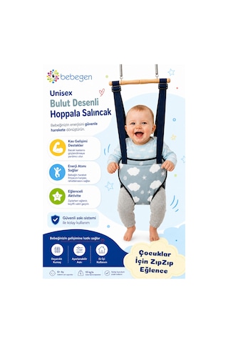 Gri Beyaz Bulutlu Bebek Salıncağı Bebek Hoppala Zıp Zıp