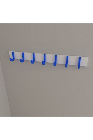 Hepsi3boyutlu Modern Duvar & Kapı Baston Askılık - 7 Adet Mavi J Askılık - Model No : 6 Mavi