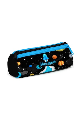 Minosso Astronot Desenli Erkek Çocuk Üç Bölmeli Kalem Çantası 6005 Çok Renkli