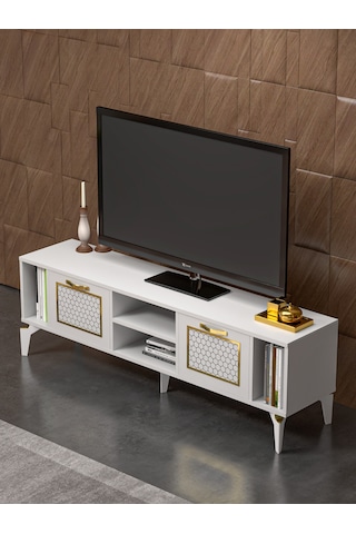 Tv Sehpası Ünitesi Tekli Orta Sehpa 3'lü Zigon Sehpa Set Üç Ürün Beyaz Çok Renkli