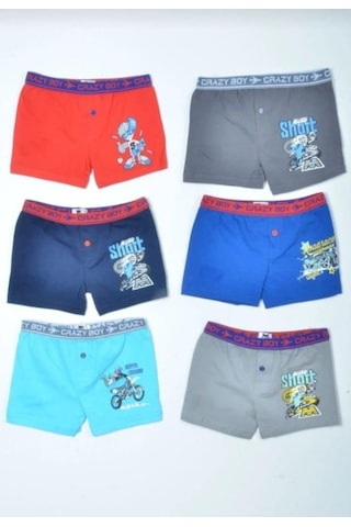 Tutku 0253 Erkek Çocuk Desenli Likralı Boxer Şort 6 Adet 001