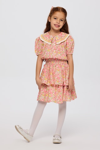 Panço Liberty Kumaş Çiçek Desenli Kız Çocuk Gömlek Pembe