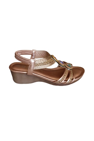 Guja 26y241-1 Kadın Taşlı Dolgu Topuklu Günlük Comfort Sandalet Bronz