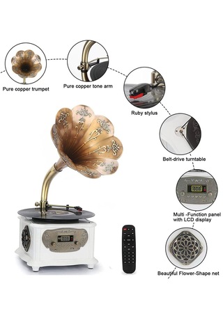 Record Master RMJ-209C Beyaz Gramafon Pikap