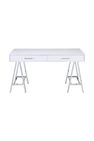 Olivia Paslanmaz Metal Beyaz Çalışma Masası