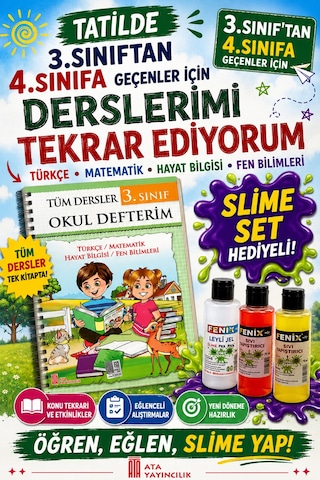 3.sınıftan 4.sınıfa Geçenler İçin Tatilde Derslerimi Tekrar Ediyorum Slime Set Hediyeli