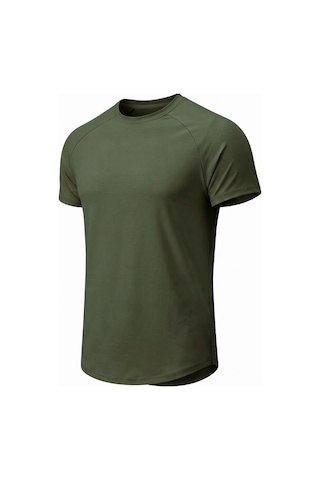 Genius Store Erkek Spor Tişört Fitness Antrenman Tişörtü Oval Kesim Likralı Süprem Reglan Kol Oval-t22 Haki