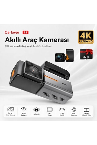 Carlover S2 4K Wifi Ön Arka Araç Kamerası