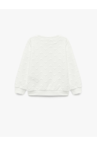 Koton Kalp Desenli Uzun Kollu Bisiklet Yaka Sweatshirt Ekru 7wmg10037ak