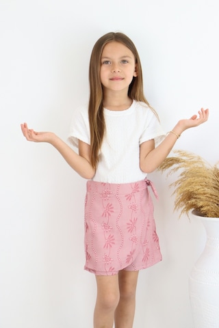 Fesshera Kids Kız Çocuk Şort Etek Fiyonklu Desenli Rahat Kalıp Günlük & Şık Kombinler İçin Pembe