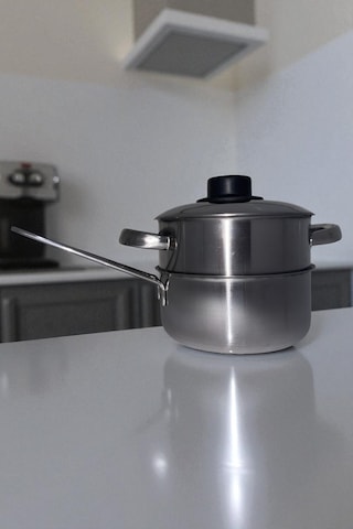 3 Parça Paslanmaz Çelik Tencere & Tava Seti 15cm