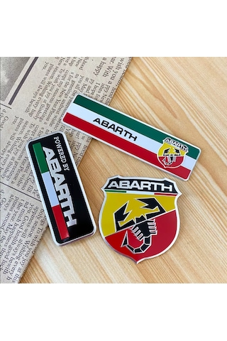 Fiat Abarth Logo 3d Abarth Amblem Aliminyum Abarth Rozet Çıkartma 3 Parça Set İthal
