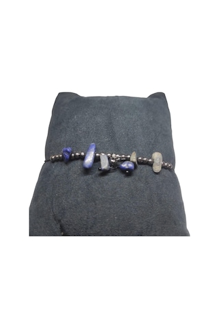 Lapis Taşı Halhal Doğal Taş Bileklik Hal Hal Ayarlanabilir İpli Mavi Taşlı Kristalize Kırık Taş Şifalı Halhal Bileklik Mavi