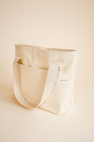 Kadın Krem El Omuz Ve Plaj Çantası Kanvas Çok Amaçlı Kullanım Krem