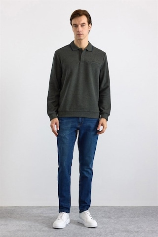 Süvari Haki Regular Düz Polo Yaka Sweatshirt Ssw2013700002-yh1