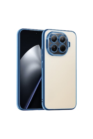 Xiaomi Mi 15t Pro Uyumlu Kılıf Renkli Çerçeve Şeffaf Yüzey Lens Korumalı Kılıf Ve Kapak Açık Mavi