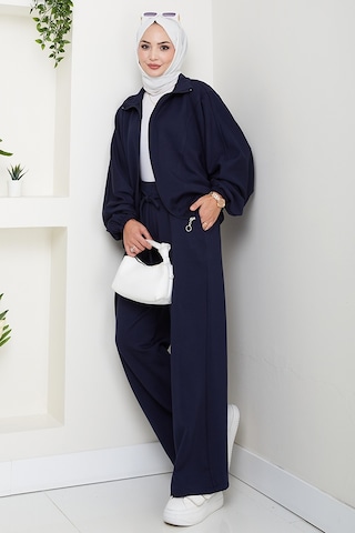Bestenur Fermuarlı Oversize Takım 1595 - Lacivert Lacivert