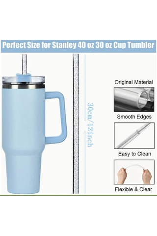 1 Adet Stanl. 40/30 Oz Tumb. Termos Için Renkli Parıltılı Yedek Pipet, 30 Cm Boy / 9 Mm Çap Pembe